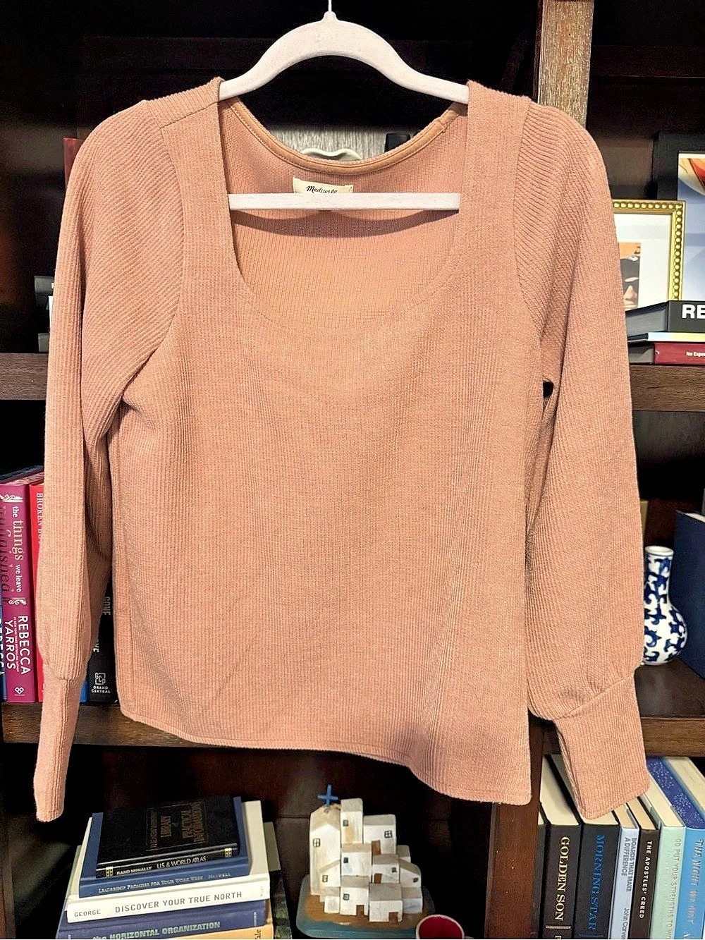 Madewell Ribbed Scoop Neck Sweater in Pink Size Medium Like New